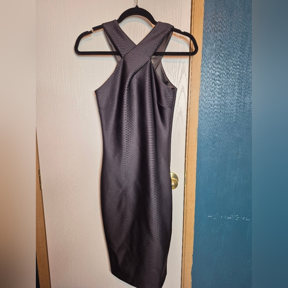 ☀️🌧Ted Baker Asymmetrical Black snake print Halter Dress